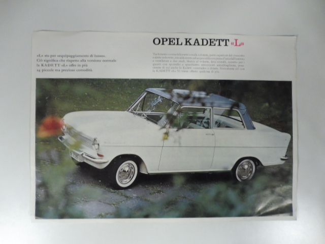 Opel Kadett L. Foglio pubblicitario